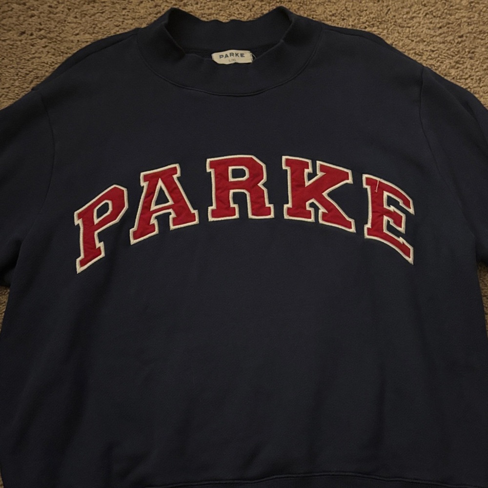 PARKE Mockneck Sweater in Navy and Red